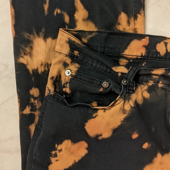 Bleached Grunge Stretchy Black Pants - Picture 7 of 14